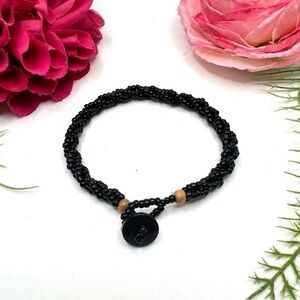 VINTAGE⚜️Black Spun Glass Beaded Bracelet